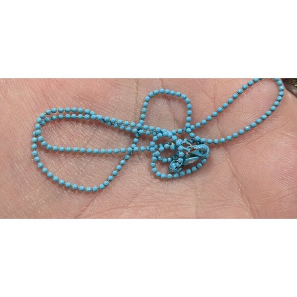 Minimalist Sky Blue Painted Ball Chain Necklace - Picture 3 of 6